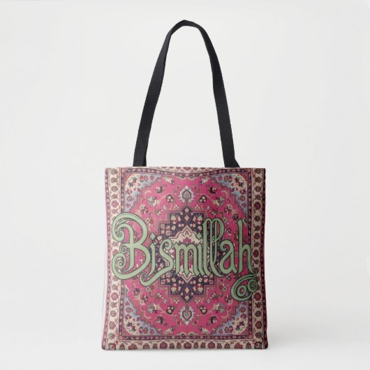 Bismillah pink and green tote Bag Persian (Voorkant)
