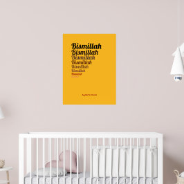 Bismillah-typografie Gele Banaan-kinderkamer op ma Poster