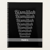 Bismillah Typografie Grijs op Zwart Monogram Planner (Voorkant)
