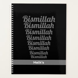 Bismillah Typografie Grijs op Zwart Monogram Planner