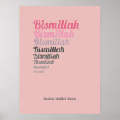 Bismillah Typografie Roze Kwekerij Custom Poster (Voorkant)