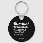 Bismillah Typografie Wit Gradatie op Zwart Sleutelhanger (Voorkant)