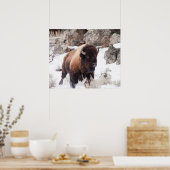 Bison aan het werk poster (Keuken)