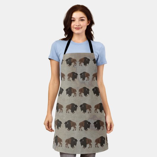 Bison Allover Print Apron Schort (Gedragen)