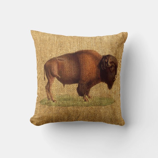  Bison American Buffalo Illustration Kussen (Voorkant)
