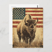 Bison American Flag  Briefkaart (Voorkant / Achterkant)