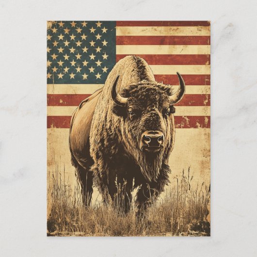 Bison American Flag  Briefkaart (Voorkant)