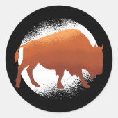 Bison American National Mammal Buffalo Ronde Sticker (Voorkant)