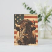 Bison Amerikaanse vlag  Briefkaart (Staand voorkant)
