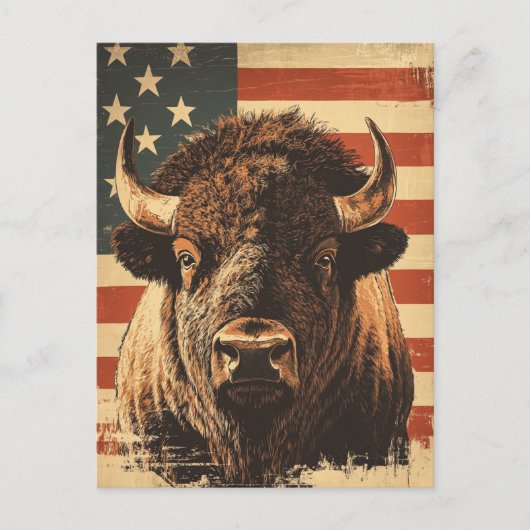 Bison Amerikaanse vlag  Briefkaart (Voorkant)