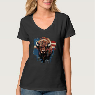 Bison Amerikaanse vlag Buffalo Dier Mannen Wom T-shirt
