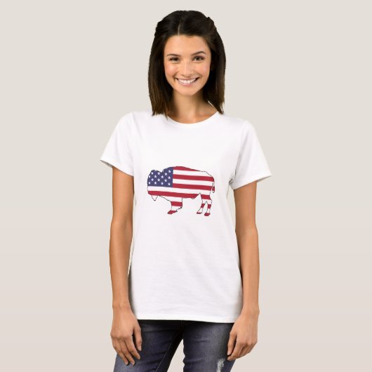 Bison - Amerikaanse vlag T-shirt (Voorkant volledig)