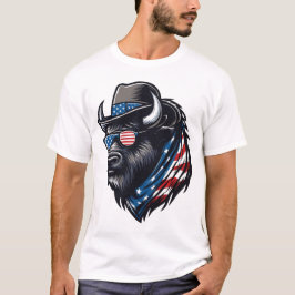 Bison Amerikaanse Vlag USA Bison 4 juli Mannen Jon T-shirt