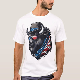 Bison Amerikaanse Vlag USA Bison 4 juli Mannen Jon T-shirt