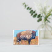Bison Art op blauw en wit dubbelzijdig op maat Visitekaartje (Staand voorkant)