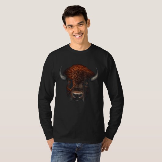 Bison Artwork Animal Forest Motif Bison T-shirt (Voorkant volledig)