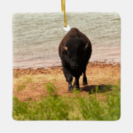 Bison at the Water Keramisch Ornament