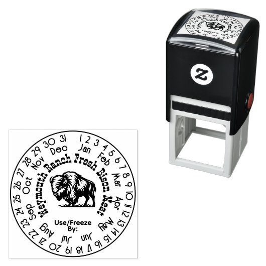 Bison Beef Perpetual Calendar Freshness Date #3S Zelfinktende Stempel (In situ)