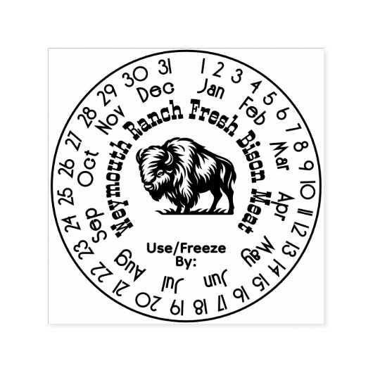 Bison Beef Perpetual Calendar Freshness Date #3S Zelfinktende Stempel (Design)