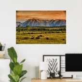 Bison bij Sunrise Poster (Thuiskantoor)