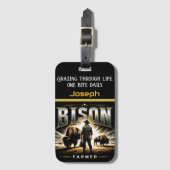 Bison Boerderij verkennen op Sunny Prairie Bagagelabel (Voorkant (verticaal))