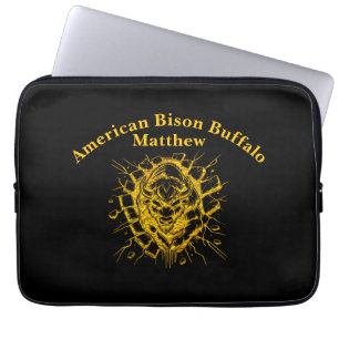 Bison breekt door een muur in een dynamisch displa laptop sleeve