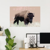 Bison Buffalo American Artwork Poster (Thuiskantoor)