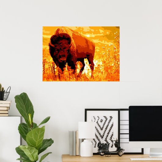 Bison Buffalo Artwork Poster (Thuiskantoor)