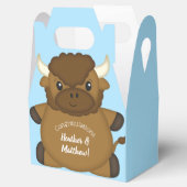 Bison Buffalo Baby shower Blue Bedankdoosjes (Geopend)