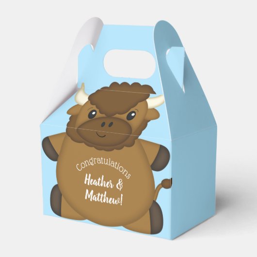 Bison Buffalo Baby shower Blue Bedankdoosjes (Voorkant Zijde)