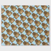 Bison Buffalo Baby shower Blue Cadeaupapier (Vlak)