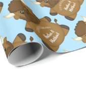 Bison Buffalo Baby shower Blue Cadeaupapier (Rol Hoek)