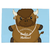Bison Buffalo Baby shower Blue Groot Cadeauzakje (Achterkant)