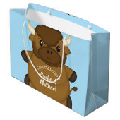Bison Buffalo Baby shower Blue Groot Cadeauzakje (Achterkant Gekanteld)