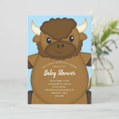 Bison Buffalo Baby shower Blue Kaart (Staand voorkant)