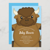 Bison Buffalo Baby shower Blue Kaart (Voorkant / Achterkant)
