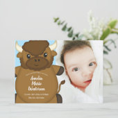 Bison Buffalo Baby shower Blue Kaart (Staand voorkant)