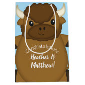 Bison Buffalo Baby shower Blue Medium Cadeauzakje (Voorkant)