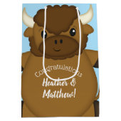 Bison Buffalo Baby shower Blue Medium Cadeauzakje (Achterkant)