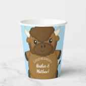 Bison Buffalo Baby shower Blue Papieren Bekers (Achterkant)
