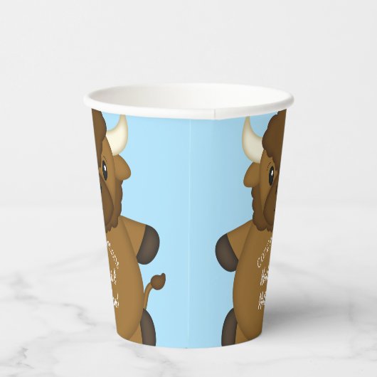 Bison Buffalo Baby shower Blue Papieren Bekers (Rechts)