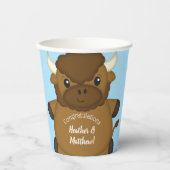 Bison Buffalo Baby shower Blue Papieren Bekers (Voorkant)