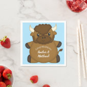 Bison Buffalo Baby shower Blue Servet (Insitu)