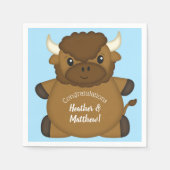 Bison Buffalo Baby shower Blue Servet (Voorkant)