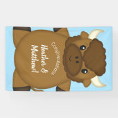 Bison Buffalo Baby shower Blue Spandoek (Horizontaal)
