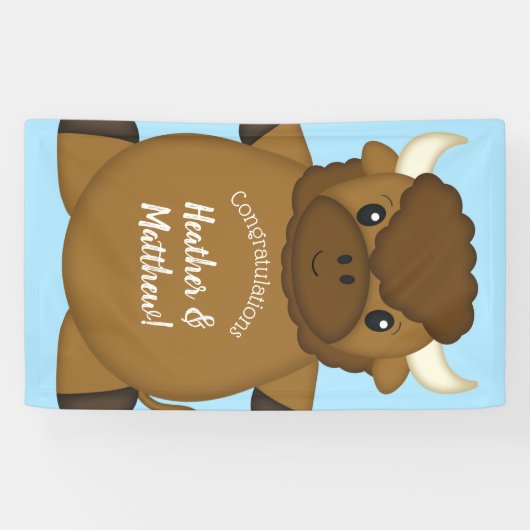 Bison Buffalo Baby shower Blue Spandoek (Horizontaal)