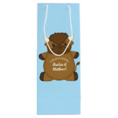 Bison Buffalo Baby shower Blue Wijn Cadeautas (Achterkant)