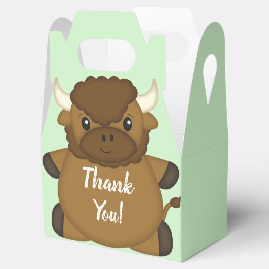 Bison Buffalo Baby shower Green Bedankdoosjes (Geopend)