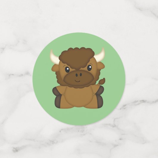 Bison Buffalo Baby shower Green Confetti (Kleine voorkant)