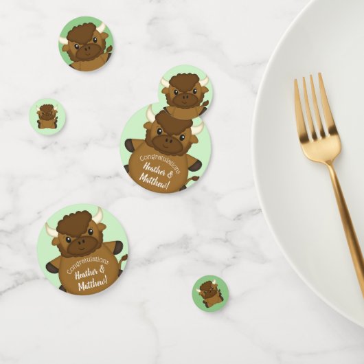 Bison Buffalo Baby shower Green Confetti (Groep)